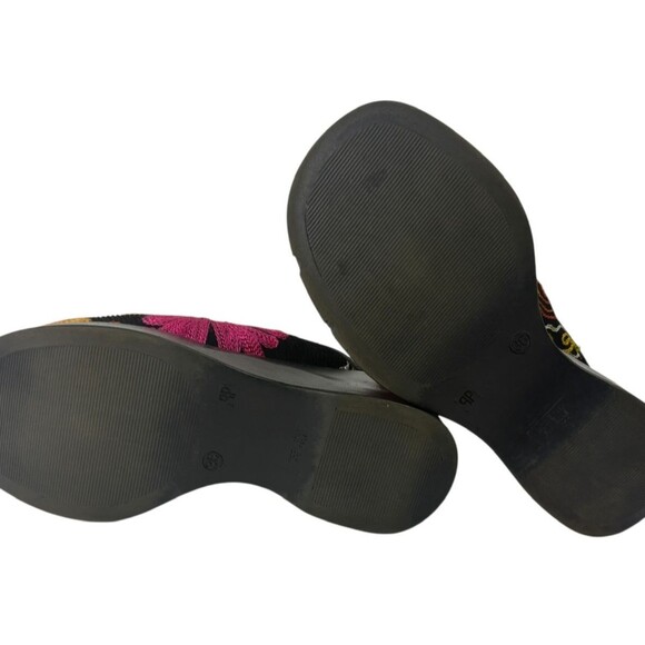 Retro Vibe Italian Floral Embroidered Corduroy Fairycore Boho Chunky Clogs 36  6 - Picture 6 of 16